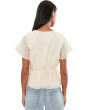 Petite Short Sleeve Wrap Front Woven Top with Tie