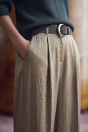 Zara ШИРОКИЕ АТЛАСНЫЕ БРЮКИ С ПОЯСОМ коричнево-коричнево-серого цвета