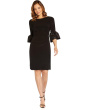 Stretch Jersey Side Ruched Dress with Bell Sleeve Detail