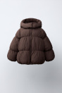Zara ВОДООТТАЛКИВАЮЩЕЕ СТЕГАНОЕ ПАЛЬТО коричневого цвета