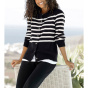 Strickjacke m. Streifen-Dessin, schwarz-ecru