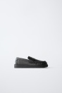 Zara Черный КОЖАНЫЙ МОКАСИН ДЛЯ БОСЫХ НОГ