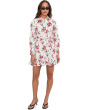 Collared Button Down Long Sleeve Ruffle Mini Dress