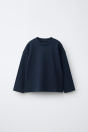 Zara ОДНОТОННАЯ ФУТБОЛКА темно-синего цвета
