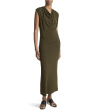 Cap Sleeve Draped Cowl Neck Dress