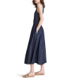 Denim Smocked Boatneck Maxi Dress