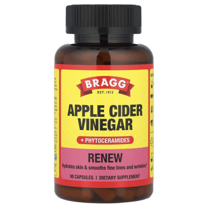 Bragg, Renew, яблочный уксус с фитокерамидами, 90 капсул