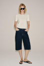 Zara СИНИЕ ДЖИНСОВЫЕ ШОРТЫ-БЕРМУДЫ С ПОЯСОМ СРЕДНЕЙ ВЫСОТЫ ZW COLLECTION