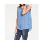 Designer-Blusentop, jeansblau