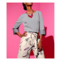 Bluse m. Spitze, grau