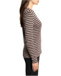 Petite Striped Long Sleeve Henley Tee