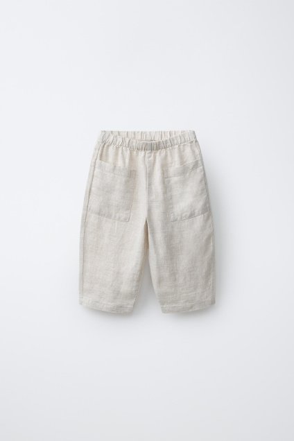Zara МЕШКОВАТЫЕ БРЮКИ ИЗ 100% ЛЬНА 500301003-052-6