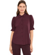 Elbow Puff Sleeve Snap Front Knit Shirt