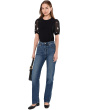 Puff Mixed Media Short Sleeve Knit Top