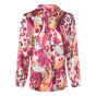 Satin-Druckbluse, fuchsia-erdbeere