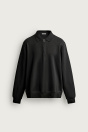 Zara Черная ТОЛСТОВКА-ПОЛО С ЗАСТЕЖКОЙ-МОЛНИЕЙ