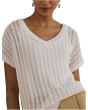 Petite Cotton-Blend Mesh Short Sleeve Sweater
