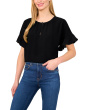 Short Sleeve Half Button Flowy Blouse