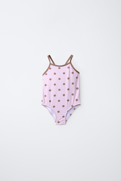 Zara 2-6 ЛЕТ/ КУПАЛЬНИК В ГОРОШЕК С КОНТРАСТНОЙ ОТДЕЛКОЙ 527316114-676-24