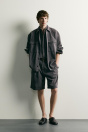 Zara СЕРЫЕ ШОРТЫ-БЕРМУДЫ РАССЛАБЛЕННОГО ПОКРОЯ С ЭФФЕКТОМ СТИРКИ