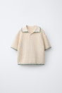 Zara РУБАШКА-ПОЛО ИЗ ТКАНОЙ ТКАНИ С ДЕКОРАТИВНЫМ ШВОМ 496086985-069-18