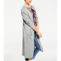 Longstrickjacke, grau-melange