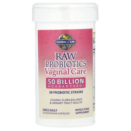 Garden of Life, RAW Probiotics, Vaginal Care, добавка для здоровья влагалища, продукт длительного хранения, 30 вегетарианских капсул