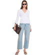 Ribbed Slub 3/4 Sleeve Surplice