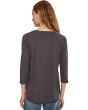 3/4 Sleeve V-Neck Tee with Curved Hem