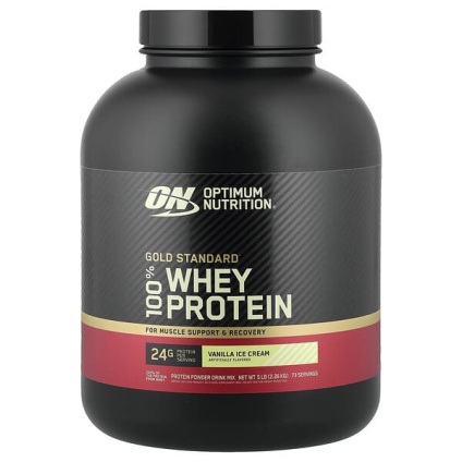 Optimum Nutrition, Gold Standard 100% Whey, сывороточный протеин, со вкусом ванильного мороженого, 2,26 кг (5 фунтов)