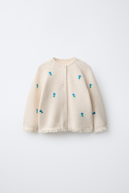 Zara КАРДИГАН С ТЕКСТУРНЫМ РИСУНКОМ, ЦВЕТОЧНОЙ ВЫШИВКОЙ И КРУЖЕВАМИ 499927935-712-6
