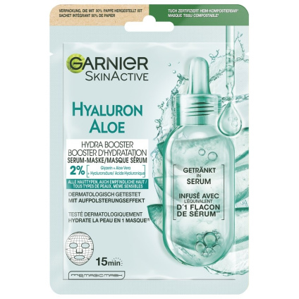 GARNIER Тканевая маска с гиалуроновой кислотой и алоэ для повышения гидратации - 28 г