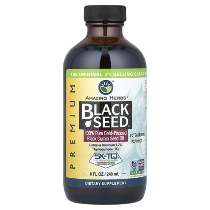Amazing Herbs, Premium Black Seed™, на 100% чистое масло семян чёрного тмина холодного отжима, 240 мл (8 жидк. унций)