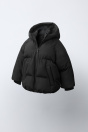 Zara Водонепроницаемое СТЕГАНОЕ ПАЛЬТО С КАПЮШОНОМ черного цвета