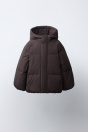 Zara ВОДООТТАЛКИВАЮЩАЯ ПУХО-перьевая СТЕГАНАЯ КУРТКА коричневого ЦВЕТА