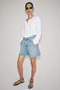 Zara Светло-голубые ДЖИНСОВЫЕ ШОРТЫ ZW COLLECTION С ЗАВЫШЕННОЙ ТАЛИЕЙ