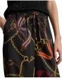 Belting-Print Charmeuse Wide-Leg Pants