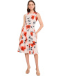 Sleeveless Scuba Floral A-Line Dress
