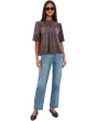 Embroidered Pintuck High-Neck Top