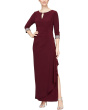 Long A-Line Dress with Embellished Sleeves and Neckline