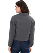 Cropped Button-Up Shacket with Pockets