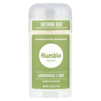 Humble Brands, Дезодорант без алюминия, лемонграсс и шалфей, 70 г (2,5 унции)