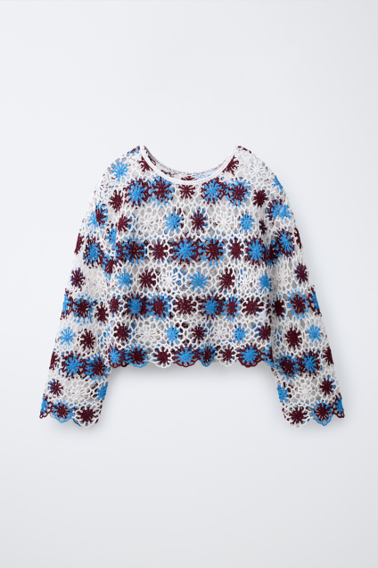 Zara Свитер с крючком И крючком с ЦВЕТАМИ 505671696-330-7