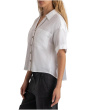 Brianna - Boxy Button Front Shirt with Short Sleeve & Pocket