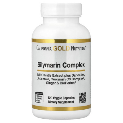 California Gold Nutrition, Комплекс силимарина, экстракт расторопши с одуванчиком, артишок, комплекс куркумина C3, имбирь и BioPerine®, 120 растительных капсул
