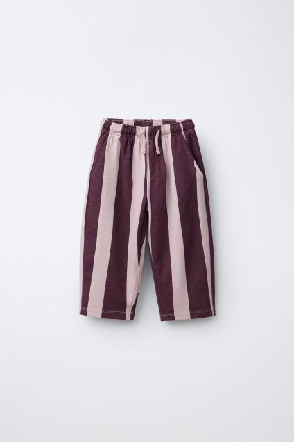 Zara ПРЯМЫЕ ТРИКОТАЖНЫЕ БРЮКИ В ПОЛОСКУ 511366372-611-18