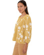 Petite 3/4 Sleeve Woven Top with Embroidery