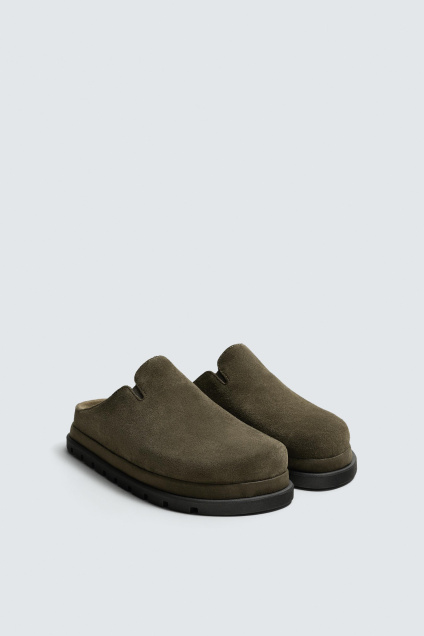 Zara КОЖАНЫЕ МУЛЫ НА ШИРОКОЙ ПОДОШВЕ 523810561-500-39