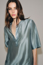 Zara Сине-серая БЛУЗКА С КОРОТКИМИ РУКАВАМИ ZW COLLECTION