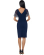 Short Rouched Crepe w/Beaded Flutter Sleeve